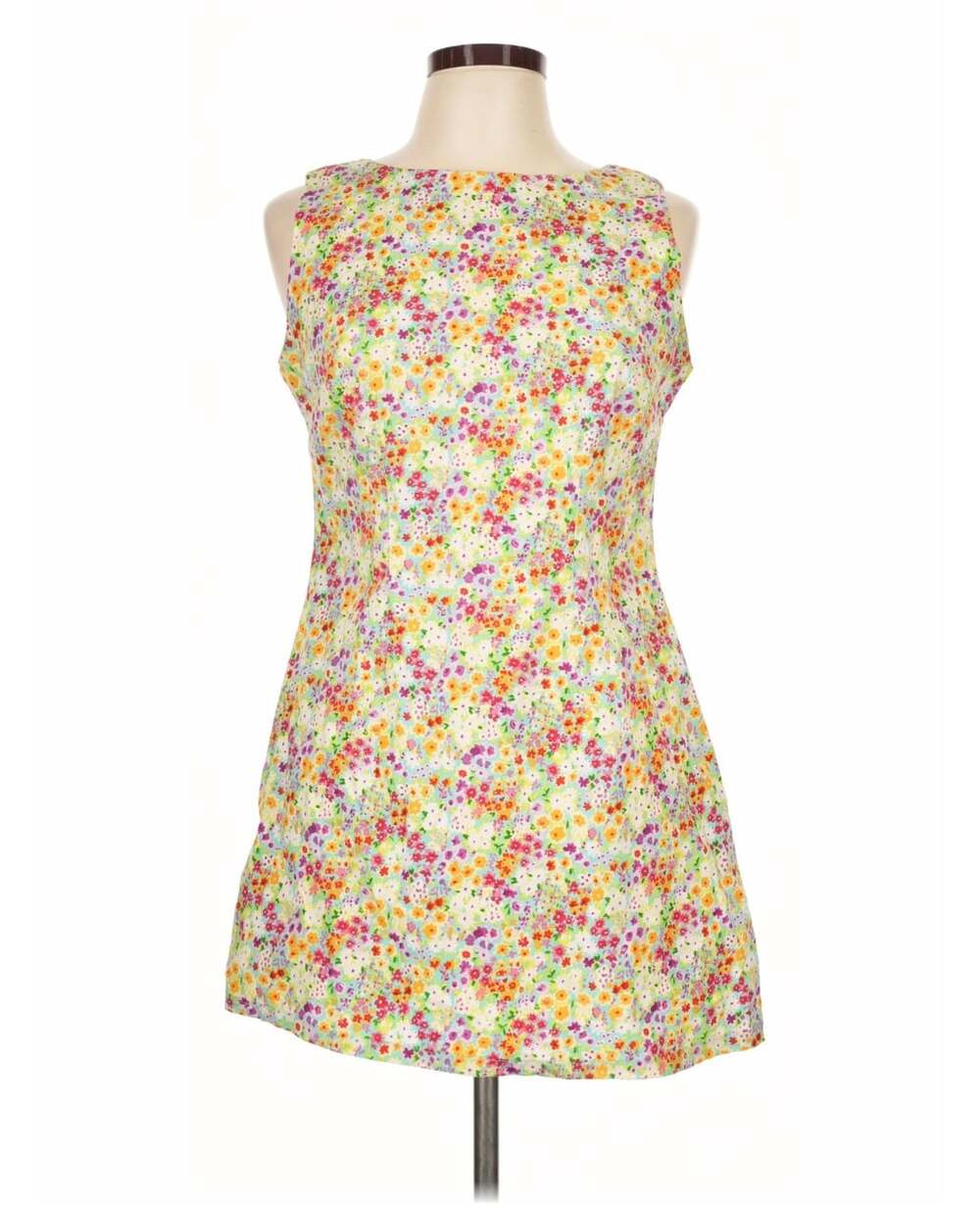 Vintage 90s Floral Print Sleeveless Mini Sheath Dress